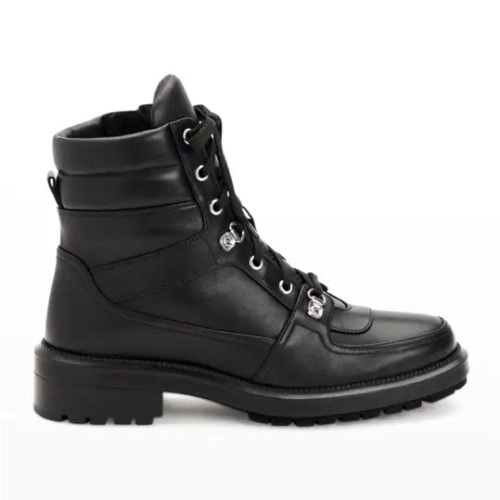 Aquatalia Lene Black Leather Lug Boots